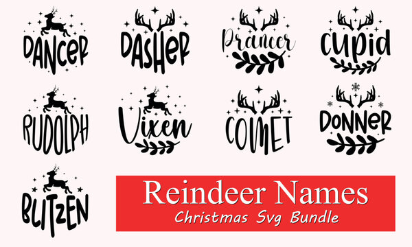 Christmas Svg BundleReindeer Names
