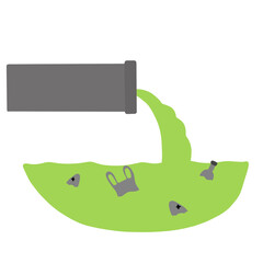 Pipe Polluting River with Wastewater