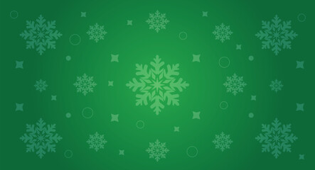 Green christmas background with snowflakes. Snowflake seamless pattern