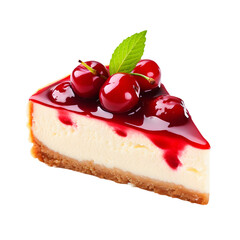 Cherry Cheesecake Isolated on a transparent background