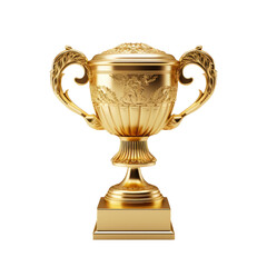 Fototapeta na wymiar Golden trophy cup. Element isolated on transparent background. AI generative.