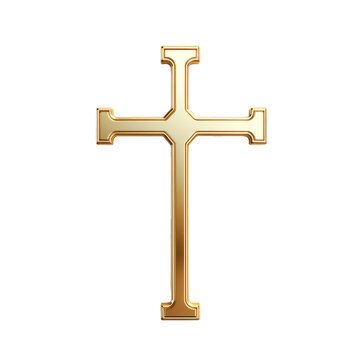 Gold cross. Isolated element on transparent background. AI generative.