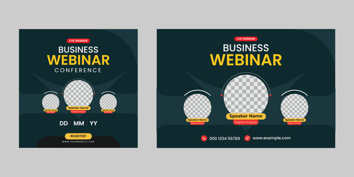 
Corporate Business Webinar Invitation Live Conference Instagram  Post Layout Design, Editable Technology Business Marketing Promotion Social Media Web Banner Template  