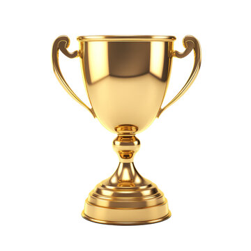 Golden trophy cup. Element isolated on transparent background. AI generative.