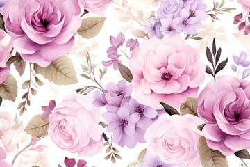 Floral watercolor wallpaper with a vintage and chic pattern for International Women's Day. Generative AI