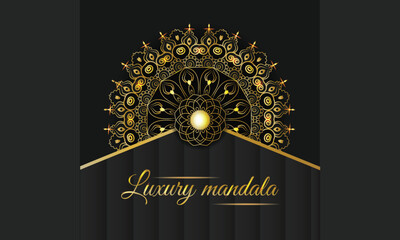
Creative luxury mandala background with golden arabesque pattern . Decorative mandala for print, poster, cover. black and gold circle ornate background.