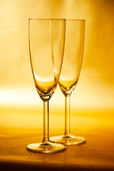 glasses of champagne on holiday table