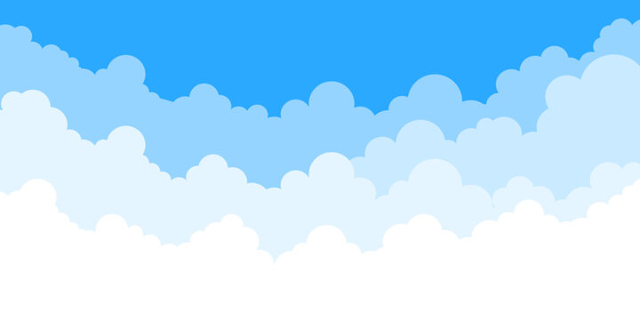 Abstract white cloud on blue sky. Border of clouds. Vector stock illustration