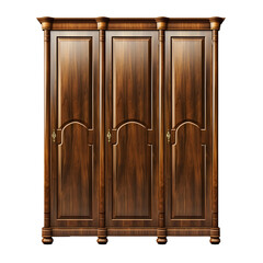 Traditional Three Door Wooden Wardrobe Front Perspective