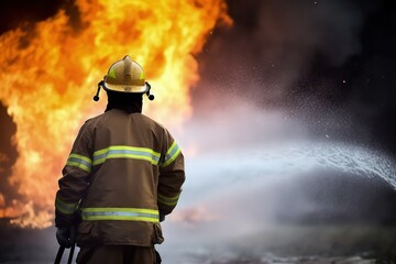 Naklejka premium firefighter in action heroes of safety and rescue