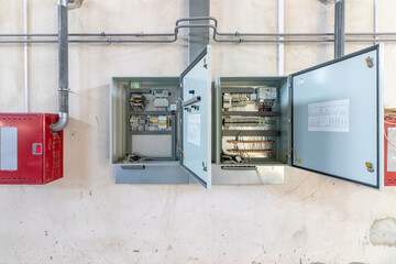 Electric control panel enclosure for power and distribution electricity.