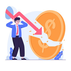 businessman panic because of financial crisis