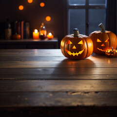 Fototapeta premium halloween blured background empty table 