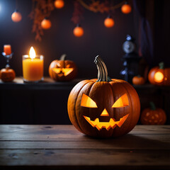 halloween blured background empty table 