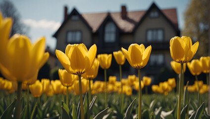 yellow tulips in the spring