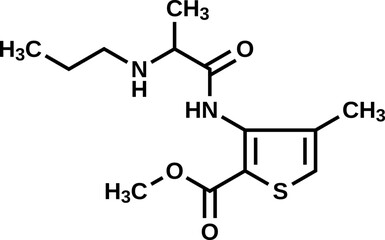 Articaine structural formula, vector illustration