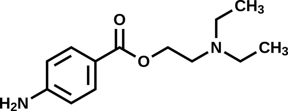 Procaine structural formula, vector illustration