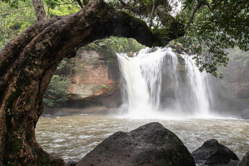 Waterfall in deep forest at Haew Suwat Waterfall Khao Yai National Park, Nakhon Ratchasima Province, Thailand