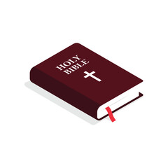 Vector illustration in isometric style. Holy book bible, top view