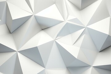 Futuristic white 3D surface with triangular pyramids. Generative AI - obrazy, fototapety, plakaty
