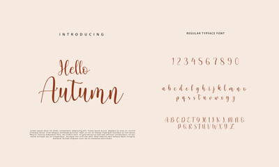 Abstract Calligraphy font alphabet. Minimal modern urban fonts for logo, brand etc. Typography typeface uppercase lowercase and number. vector illustration
