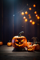 halloween blured background empty table 