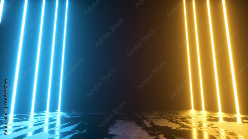 Poster modern and futuristic neon abstract background for intro display on black. animation 3d render