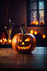 Fototapeta premium halloween blured background empty table 