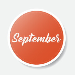 September red round sticker on white background, vector illustration