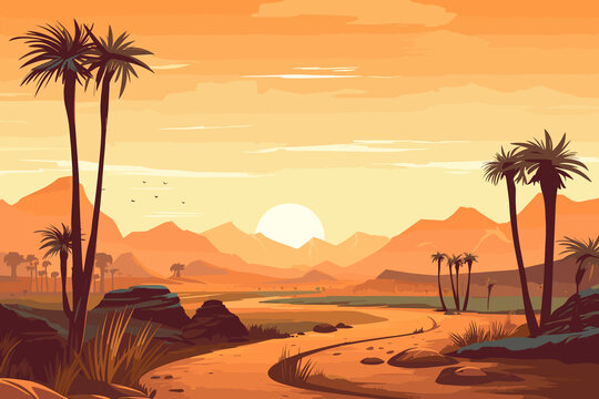 Cote dIvoire flat art landscape illustration