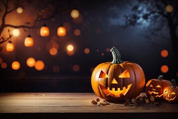 halloween blured background empty table 