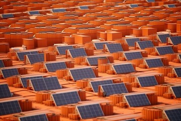 Photovoltaic panels installed on rooftops or in large solar farms. Generative AI