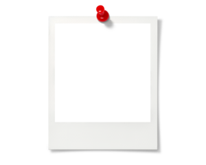 赤い画鋲で留められたポラロイド写真の画像合成用フレーム