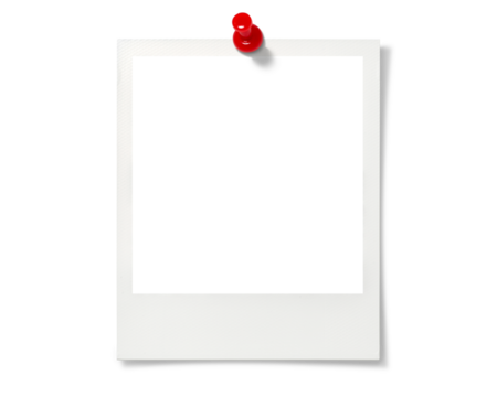 赤い画鋲で留められたポラロイド写真の画像合成用フレーム