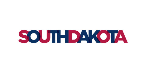 South Dakota, USA typography slogan design. America logo with graphic city lettering for print and web.