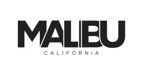 Fotobehang Malibu, California, USA typography slogan design. America logo with graphic city lettering for print and web. © SolaruS