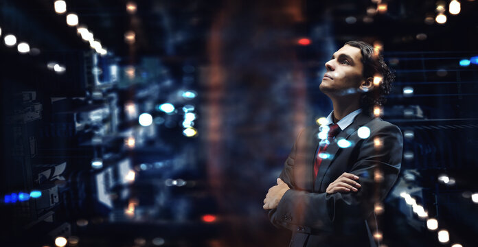 Cyber security concept. Mixed media