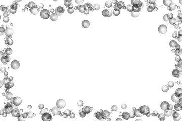 Frame made of different sized soap bubbles in black with transparent background, PNG. The color can be easily changed in your image editor.