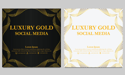 golden floral social media template. suitable for social media post, web banner, cover and card