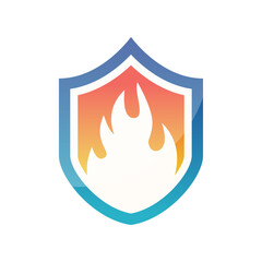 Fire shield logo template design, icon, symbol on white background