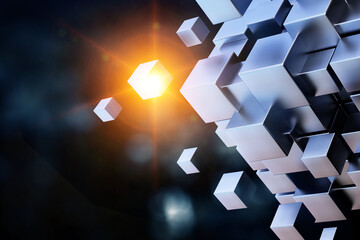 Glowing cubes. Innovation and creativity concept - 669944611