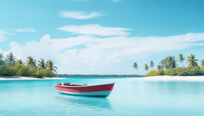Fototapeta na wymiar Cute little boat in the beautiful Mexican sea