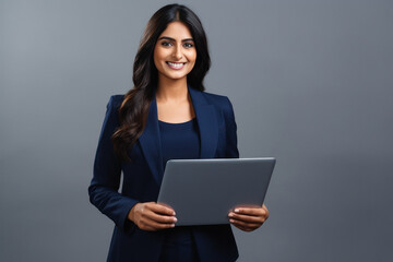 Indian businesswoman holding i pad