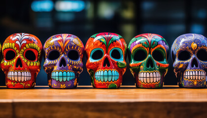 National skulls during the Day of the Dead in Mexico.