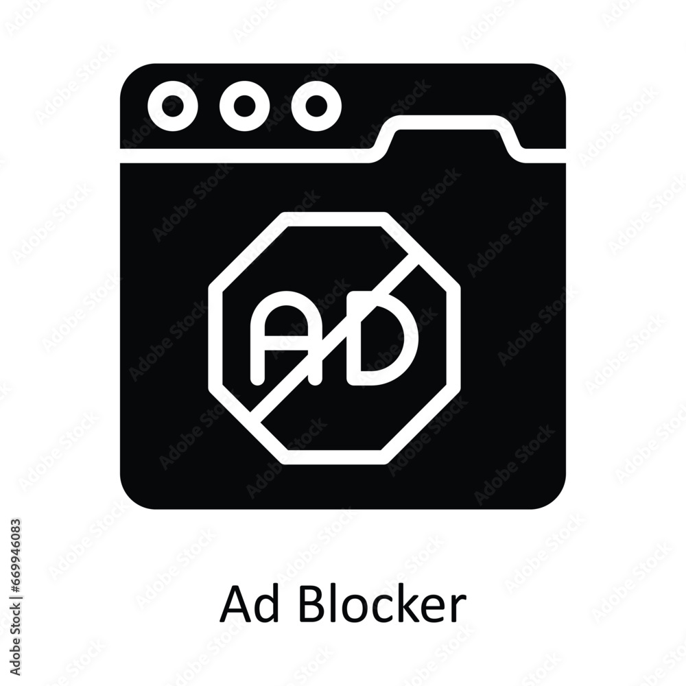 Poster ad blocker vector solid design illustration. symbol on white background eps 10 file