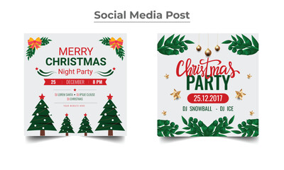Merry Christmas Party Social media post design, Christmas banner design Editable square banner design template