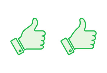 Thumbs up icon set. Hand like. Like icon vector.