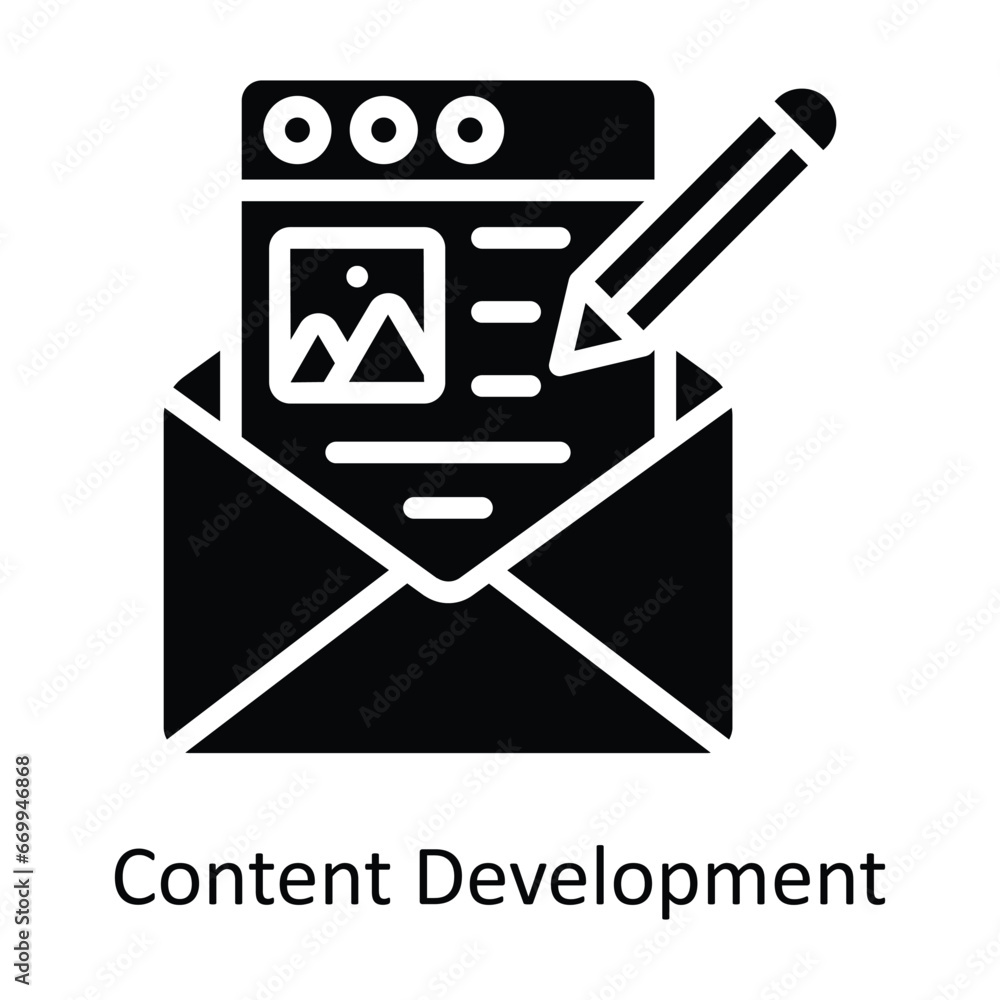 Poster content development vector solid design illustration. symbol on white background eps 10 file