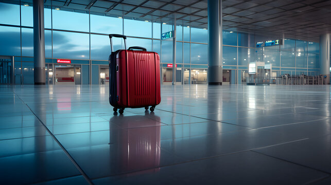 Lonely Suitcase In A Deserted Airport Terminal