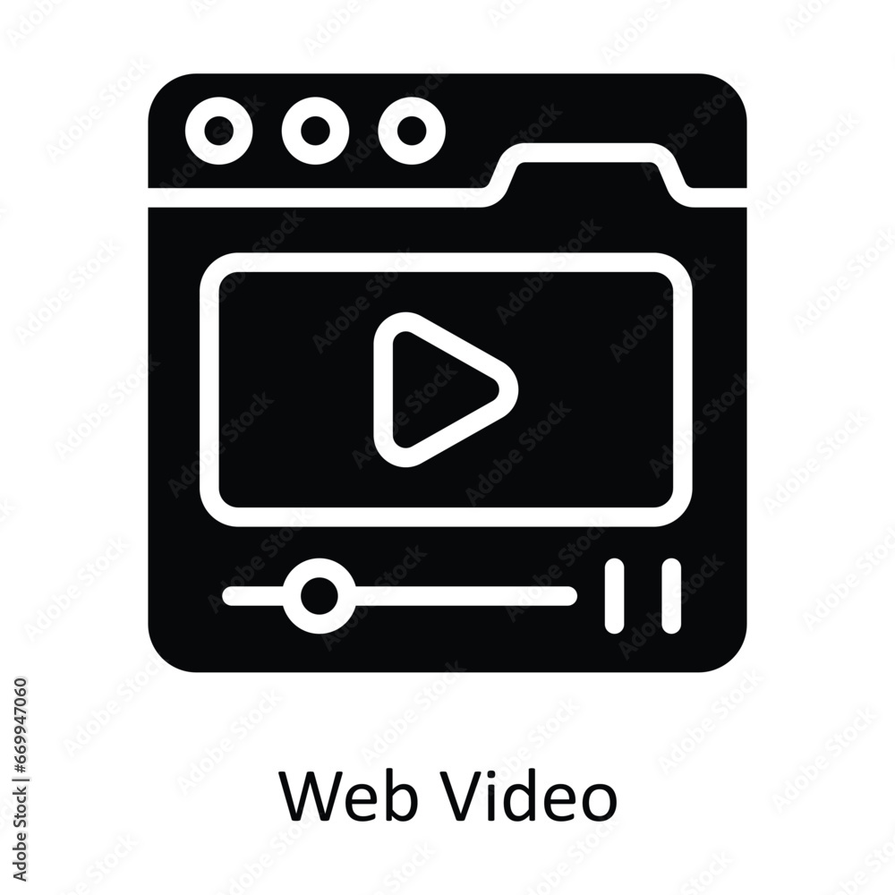 Poster web video vector solid design illustration. symbol on white background eps 10 file